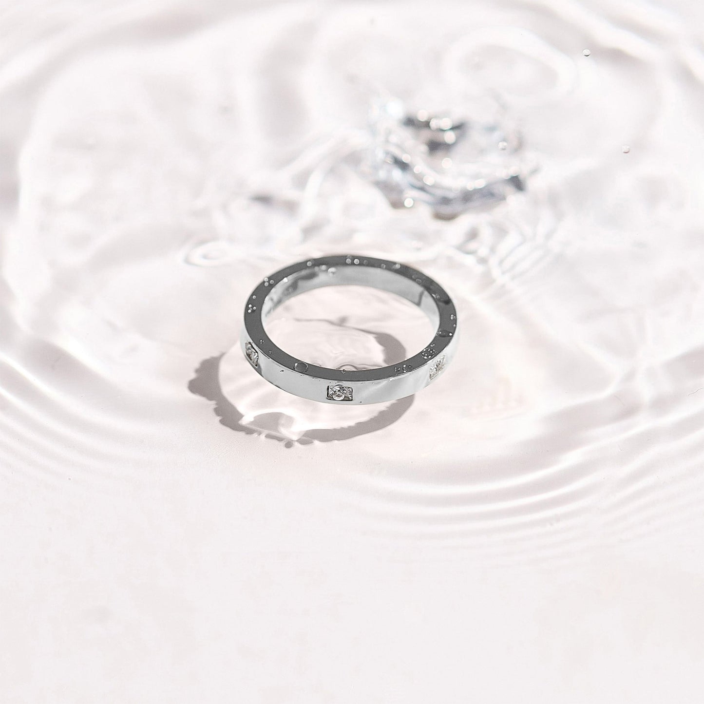 Square Crystal Flat Band Ring
