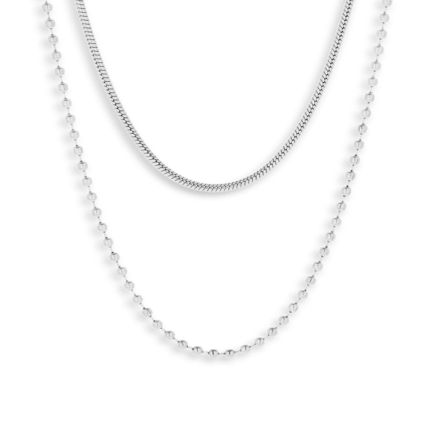 Layered Snake & Bead Chain Necklace