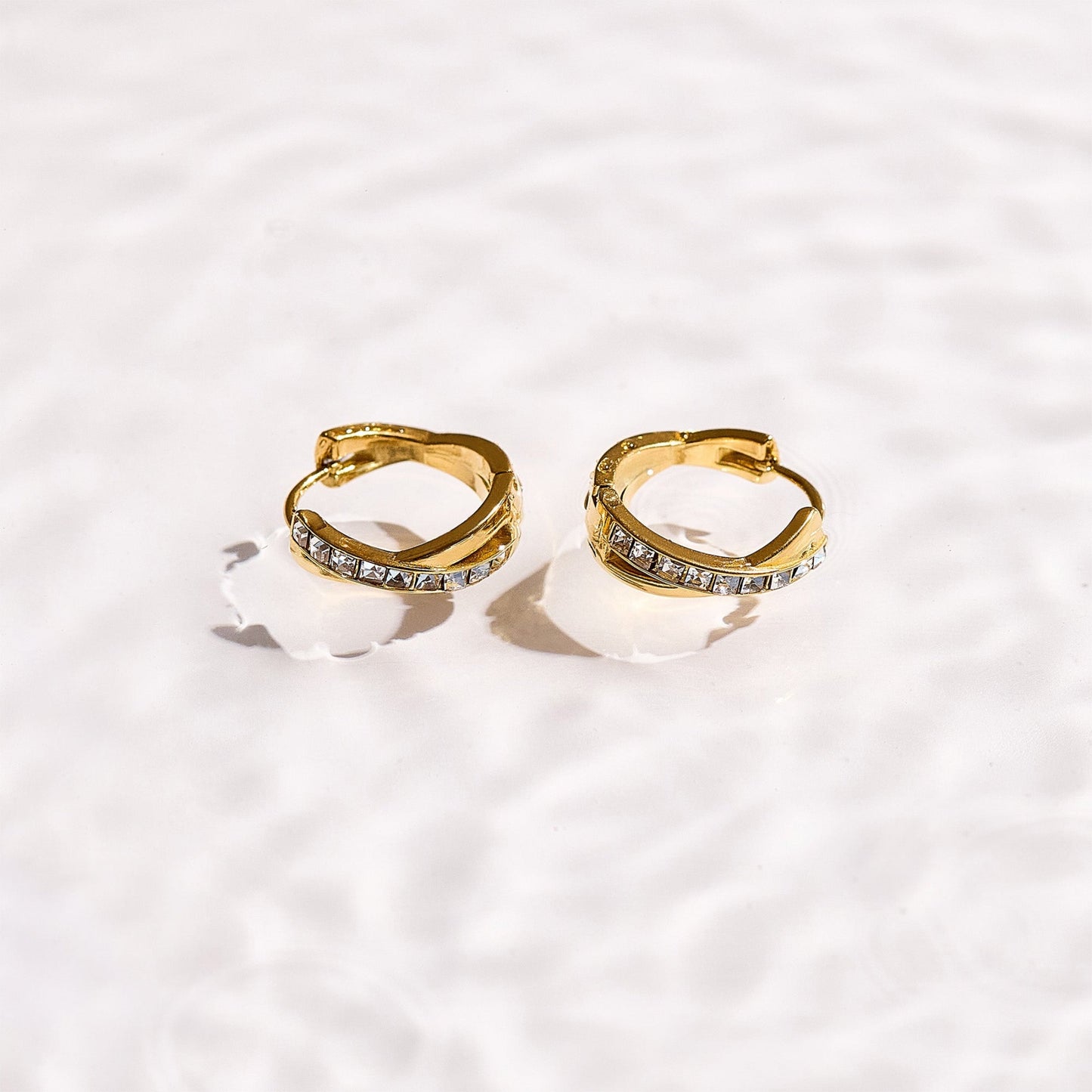 Crystal Twist Hoop Earrings