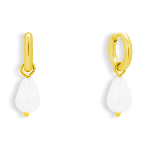 Pearl Drop Charm Hoop Earrings - EVRYJEWELS